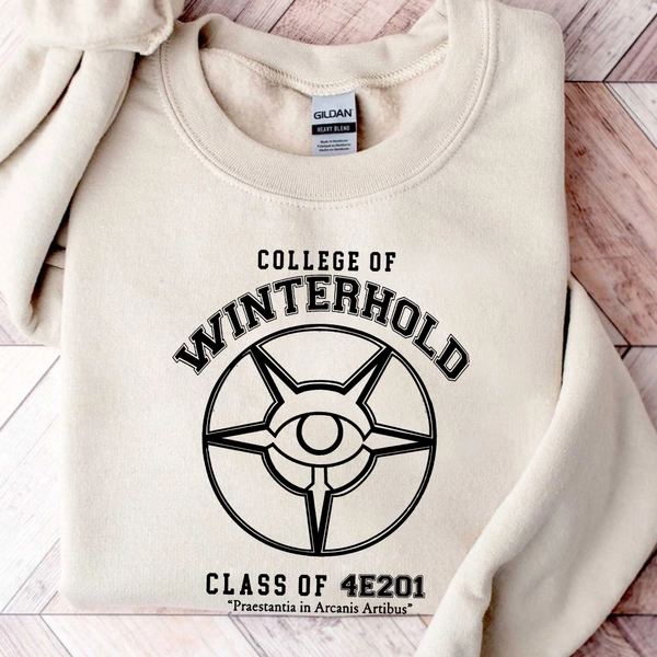College of Winterhold Champion Sweatshirt T-shirt Hoodie , Elder Scrolls Skyrim Apparel, Skyrim University Gamer Shirt, Winterhold Shirt