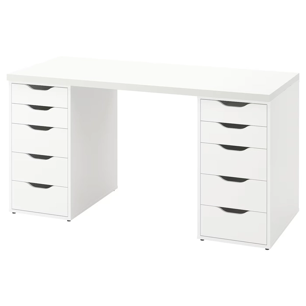 LAGKAPTEN / ALEX Desk - white 55 1/8x23 5/8 "