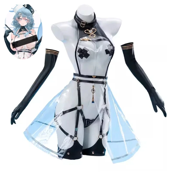 Anime Game Blue Archive Amau Ako Cosplay Costume Wig Women Sexy Leather Nures Bodysuit Gloves Socks Suit Halloween Party Clothes - AliExpress 200000532