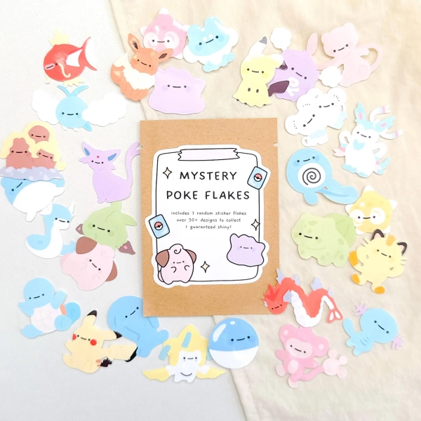 Mystery poke sticker flakes | Waterproof glossy vinyl sticker | Journaling, Planner, Deco | Cute kawaii stickers
