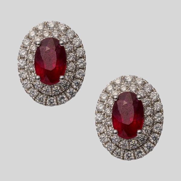 14k White Gold Ruby (1.32ct.) Earrings
