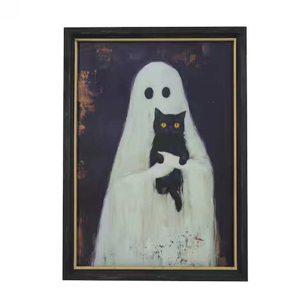 11.5" x 15.75" Ghost with Cat Wall Décor 