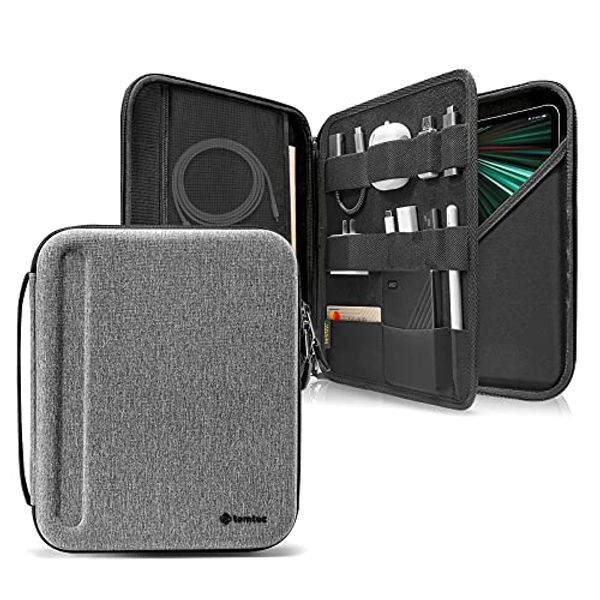 tomtoc Portfolio Funda para iPad Pro 12,9 Pulgadas M2&M1(6.ª/5.ª/4.ª/3.ª Gen)2022-2018, Bolsa de Almacenamiento para Accesorios/Teclado/Cargador/Apple Pencil, Funda Protectora para Surface Pro 12.3''