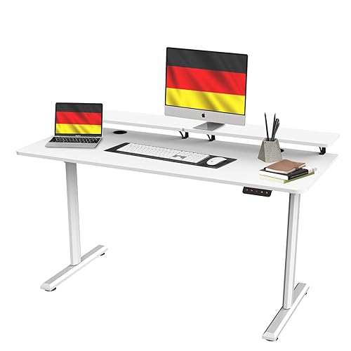 SOSINYA Mesa Escritorio elevable con Memoria de Altura Ajustable, estación de Trabajo para computadora, 140 x 60 cm, Soporte para Monitor para Oficina en casa - 140_x_60_cm