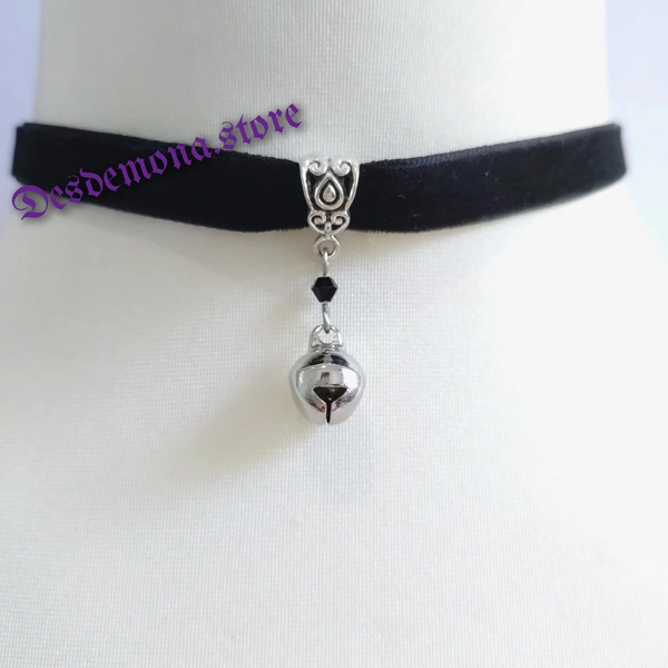 Double sided Velvet Jingly Jingle Bell Cat Collar Punk Gothic Goth Alternative