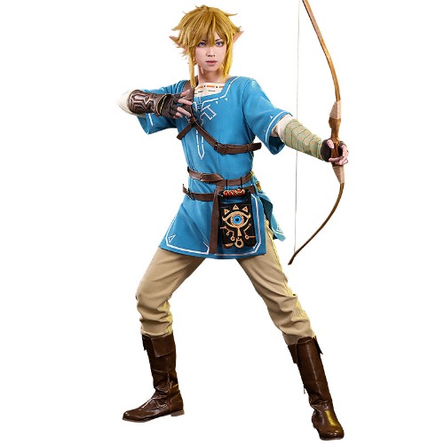 【 Ready For Ship】【Size S-2XL】 DokiDoki-SR Game The Legend of Zelda: Breath of the Wild Cosplay Link Costume / Shoes / Props Champion's Tunic | Costume Only L
