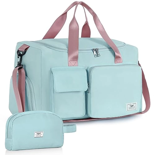 FIORETTO Women's Water-Resistant Gym Duffle Bag with Shoes Compartment, 37L Capacity, Multi-Functional, Ideal for Travel, Gym, Sports, Duffel, Weekender
