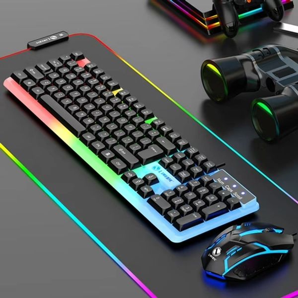 RXIRUCGD Keyboard, Luminous Keyboard And Mouse Set Hovering Keyboard Mechanical Feeling Gaming Mouse And Keyboard Colourful RGB Lights Wired Keyboard Wired Mouse,Valentines Day Gifts for Him/Her