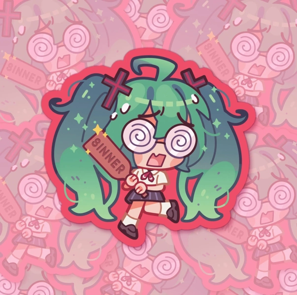rotten girl miku sticker (2.3" glitter vinyl sticker) | confessions of a rotten girl, fujoshi miku