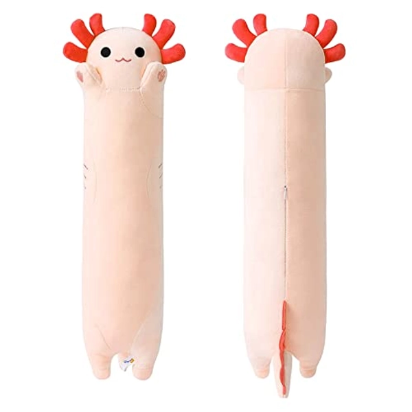 PEACH CAT Cute Long Axolotl Plush Pillow Toy Axolotl Stuffed Animal for Girls and Boys Orange 19.6"