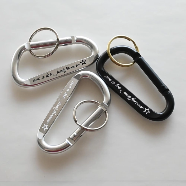 Personalized Carabiner Not A Lot Just Forever, Engraved Black Carabiner, Custom Message Black White Carabiner, Silver/Black Custom