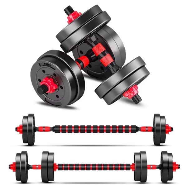 BCBIG hantlar set, justerbara hantlar, 2 st. plasthantelset, kort lång dumbbell, justerbara hantelstänger, hantelset, vikter för aerobics fitness gym träning. 10 kg (2 x 5 kg)