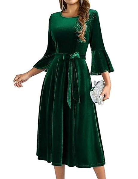 HomRain Women 3/4 Sleeve Elegant Formal Dress for Cocktail Classy Fall/Winter Christmas Dress Church Work Dress