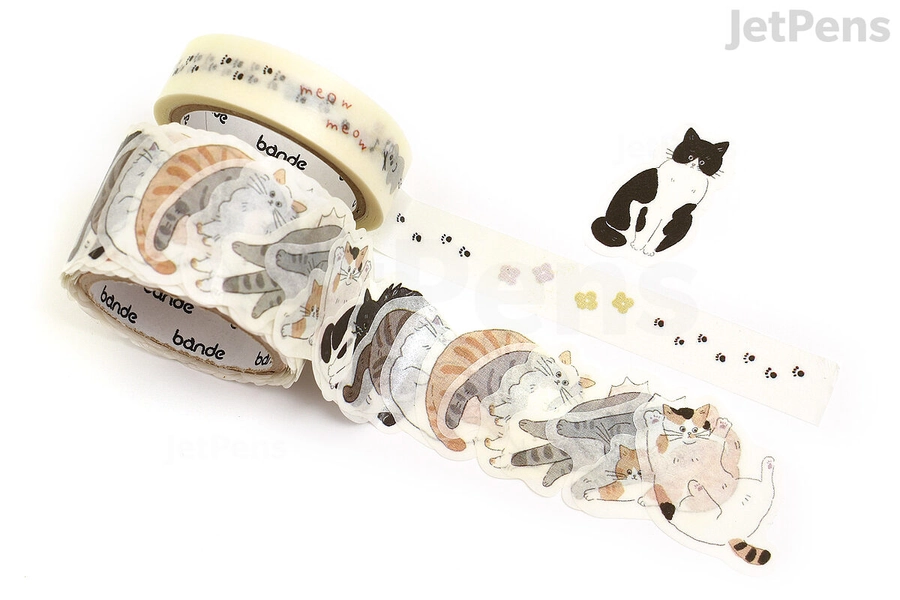 Bande Washi Tape Sticker Roll - Cats - Set of 2