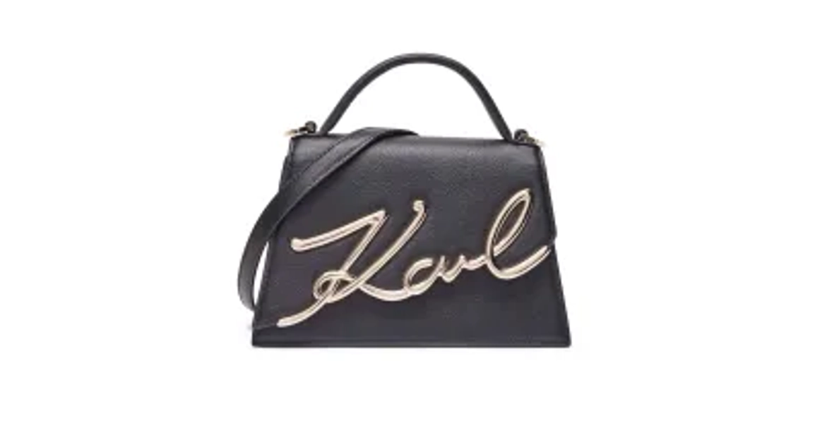 Kožený kufrík K/SIGNATURE 2.0 Karl Lagerfeld | 	čierna	 | Gomez.sk