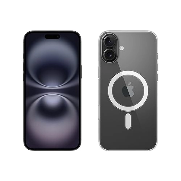 Apple iPhone 16 Plus (256 Go) - Noir + Coque Transparente avec MagSafe