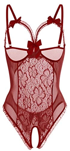 Lingerie for Women Sexy Teddy One-Piece Lace Babydoll Bodysuit Nightie Plus Size