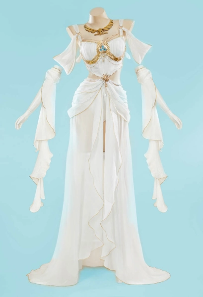 Princess Zelda Derivative Sexy Lingerie Dance Dress Outfit Split Bodysuit with Sleeves and Necklace