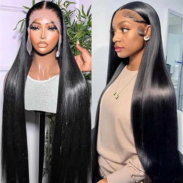 PERISMODA 13x6 HD Invisible Lace Front Wigs Human Hair Transparent Wig Pre-Plucked Deep Part Silky Straight Human Hair Wigs 180% Denisty Wig 28 Inch