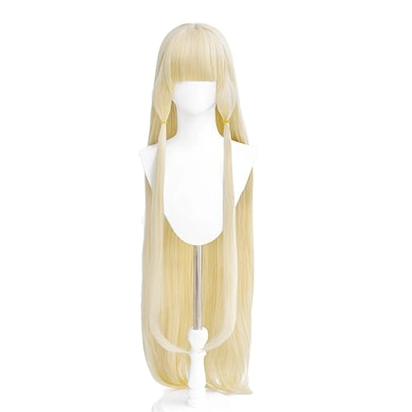 Shqncoh Anime Chi Wig Pale-Blonde Long Straight Party Hair Halloween Cosplay Props Accessory