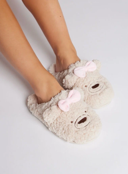 Teddy bear mule slippers