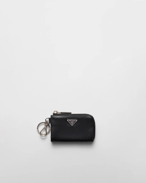 Saffiano Leather Mini Pouch with keychain