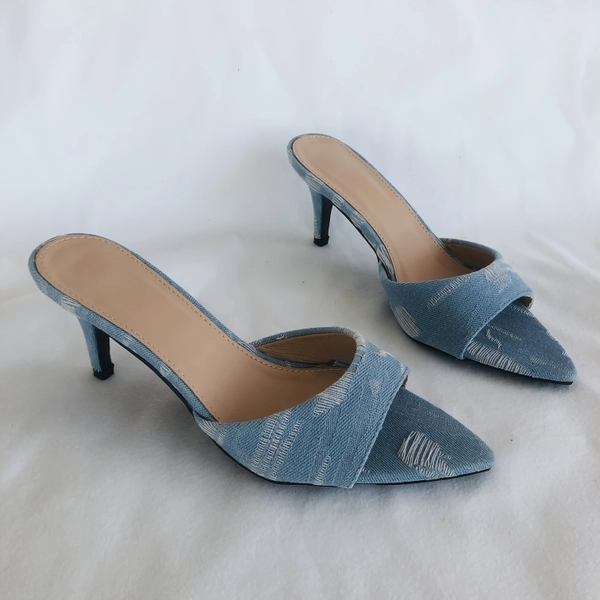Denim opentoe heels 