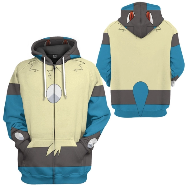 Pokemon Lucario Cosplay Custom Funny Apparel personalized 3D All Over Printed Zip hoodie - BT - 5743473 - Hozzify
