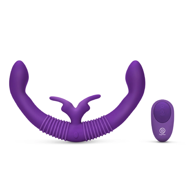 together toy double-ended vibrating strap-on dildo with remote control