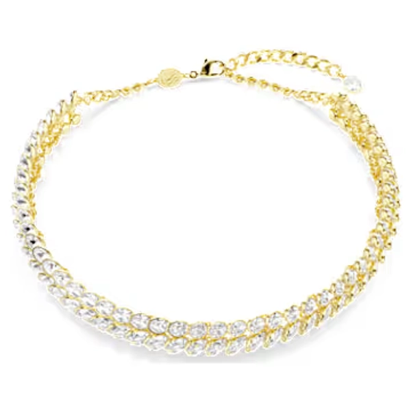 Idyllia choker, Oval cut, White, Gold-tone plated