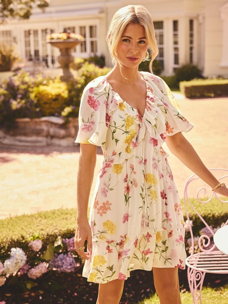 Friends Like These White Millie Mackintosh Crinkle Lace Trim Tiered Midi Sun Dress