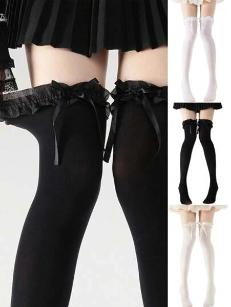 Bow Lace Over The Knee Socks