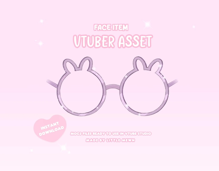 VTuber Asset | Rigged Lopsy Lenses Bunny Glasses