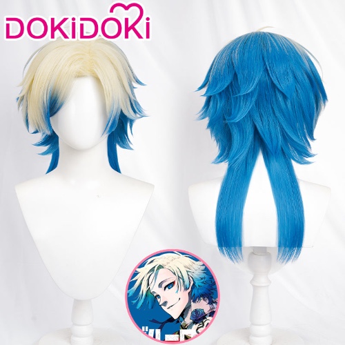 【Ready For Ship】DokiDoki Anime Blue Lock Cosplay Michael Kaiser Wig Short Light Gold Blue Gradient | Kaiser