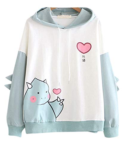 CRB Fashion Womens Teens Animal Anime Cosplay Cartoon Sweatshirt Shirt Hoodie Hoody Top Jumper Sweater - Navy Dino