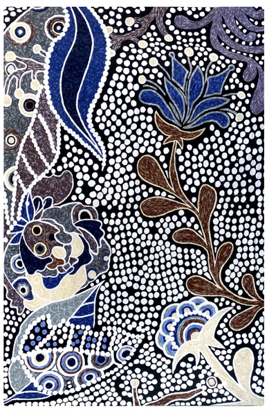 Aboriginal Art Handmade (6'x 4') Wool Rug (Chainstitched) (183cm x 122cm) - Land Meets the Sea