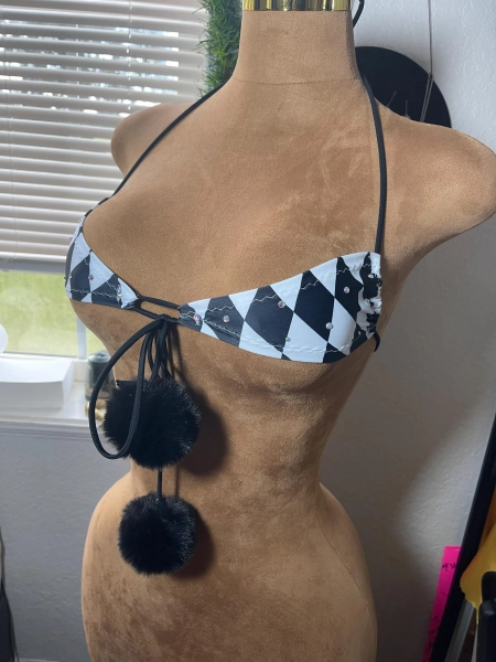 Circus micro POM bikini Stripper Outfit | Exotic Dancer Outfit | Rave Outfit gothic