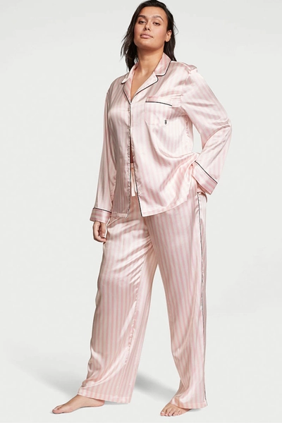 Victoria's Secret Pink Iconic Stripe Satin Long Pyjama Set
