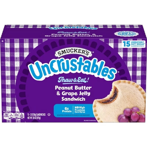 Smucker's Uncrustables Frozen Peanut Butter & Grape Jelly Sandwich - 30oz/15ct