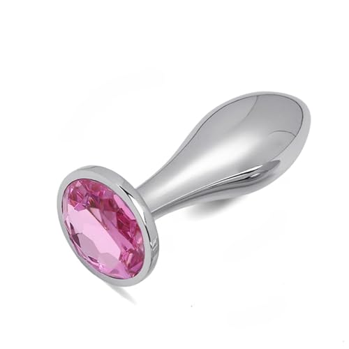 Small Anal Plug Adult Sex Toy - Jewel Small Butt Plug Stainless Sex Anal Toy - G Spot Anal Sex Adult Toy for Beginner Adult Women and Men Couple (Pink) - Small pink