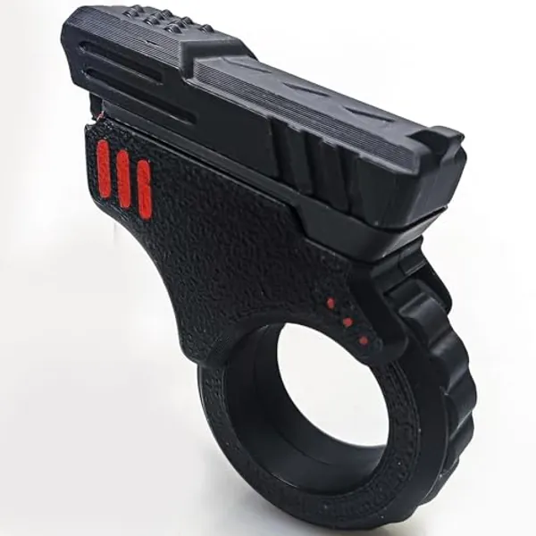 Fidget Slider 3D Printed Fidget Toy Gadget Novelty Toy Toys Stress Relief Relax EDC Gyro Finger Toy Ring Fingertip Textured Spinner Flip ASMR ADHD 3+ (Black Fidget Slider Toy x1)