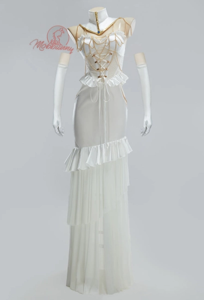 Albedo Derivative Sexy Lingerie Dress Cutout Ruffle Dress with Gloves Chest Chain