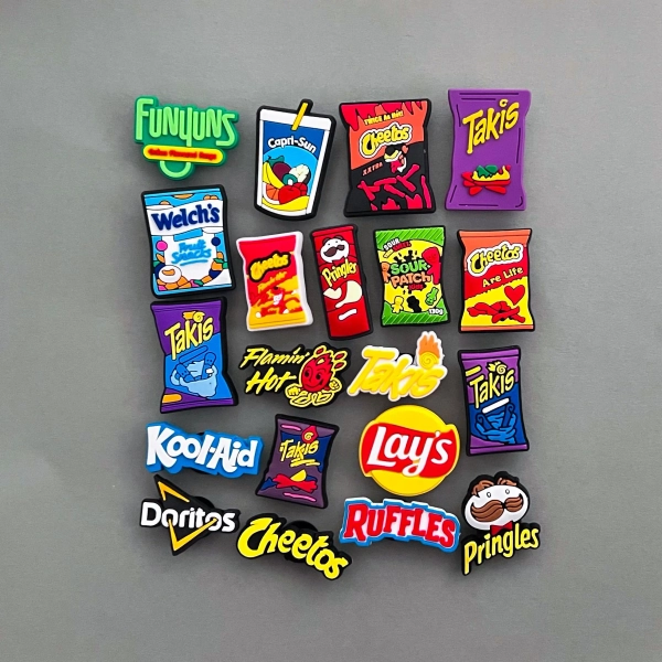 Chips Spicy Snacks Clog Charms - Fast Food Famin Candy Drinks Shoe Charms - Sets available - Gifts for adults teen kids