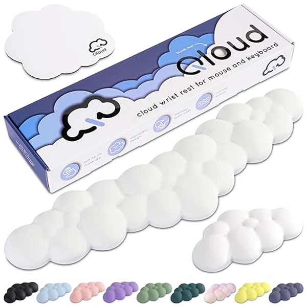 Qloud Cloud Wrist Rest Keyboard – Cloud Palm Rest Keyboard Rest – Desk Cloud Wrist Pad – Keyboard Wrist Rest for Computer Keyboard Gaming Wrist Rest - Cloud Arm Rest Keyboard Wrist Pad - White