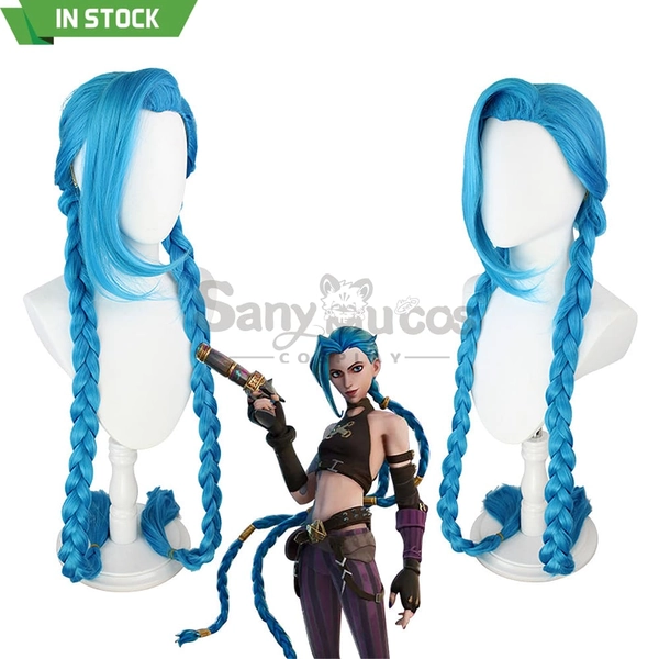 【In Stock】Game League of Legends Arcane Jinx Blue Long Weave Cosplay Wig