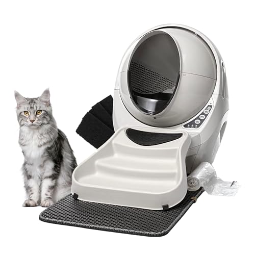 Litter-Robot 3 Connect Core Bundle by Whisker, Beige - includes Automatic, Self-Cleaning Litter Box, LitterTrap Mat, Fence, Ramp, 25 Liners, 3 Carbon Filters & WhiskerCare 1-Year Warranty - Beige