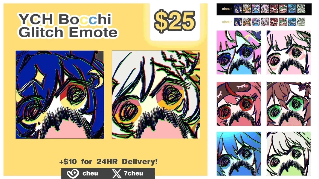 [YCH] Animated Bocchi Glitch Emote (24 Hour delivery now available!) by cheu (@cheu)