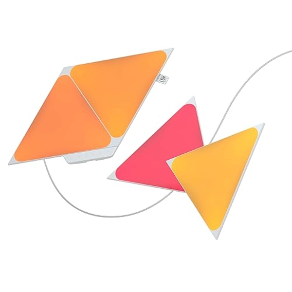 Nanoleaf Shapes Triangle Starter Kit, 4 Smart Light Panels LED RGBW - Modular Wi-Fi Colour Changing Wall Lights, Works with Alexa Google Assistant Apple Homekit, for Room Decor & Gaming