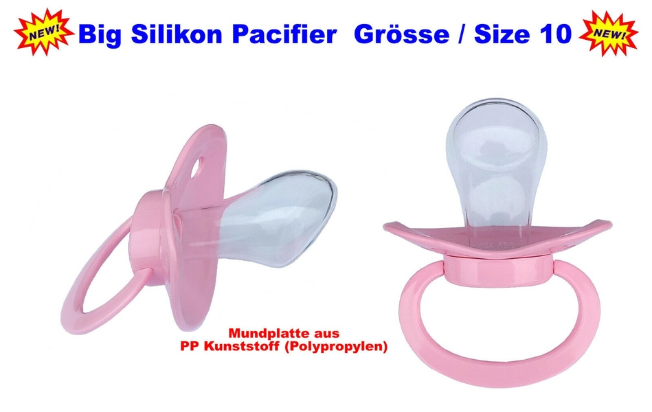 ABDL ADULT PACIFIER "Silicone" Size / Size 10 Mouth Plate 85 x 60mm - Baby Pink
