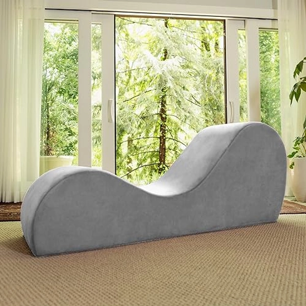 Avana Sleek Chaise Lounge for Yoga - Made in The USA - Great for Stretching, Relaxation, Exercise & More, 60D x 18W x 26H Inch, Light Grey